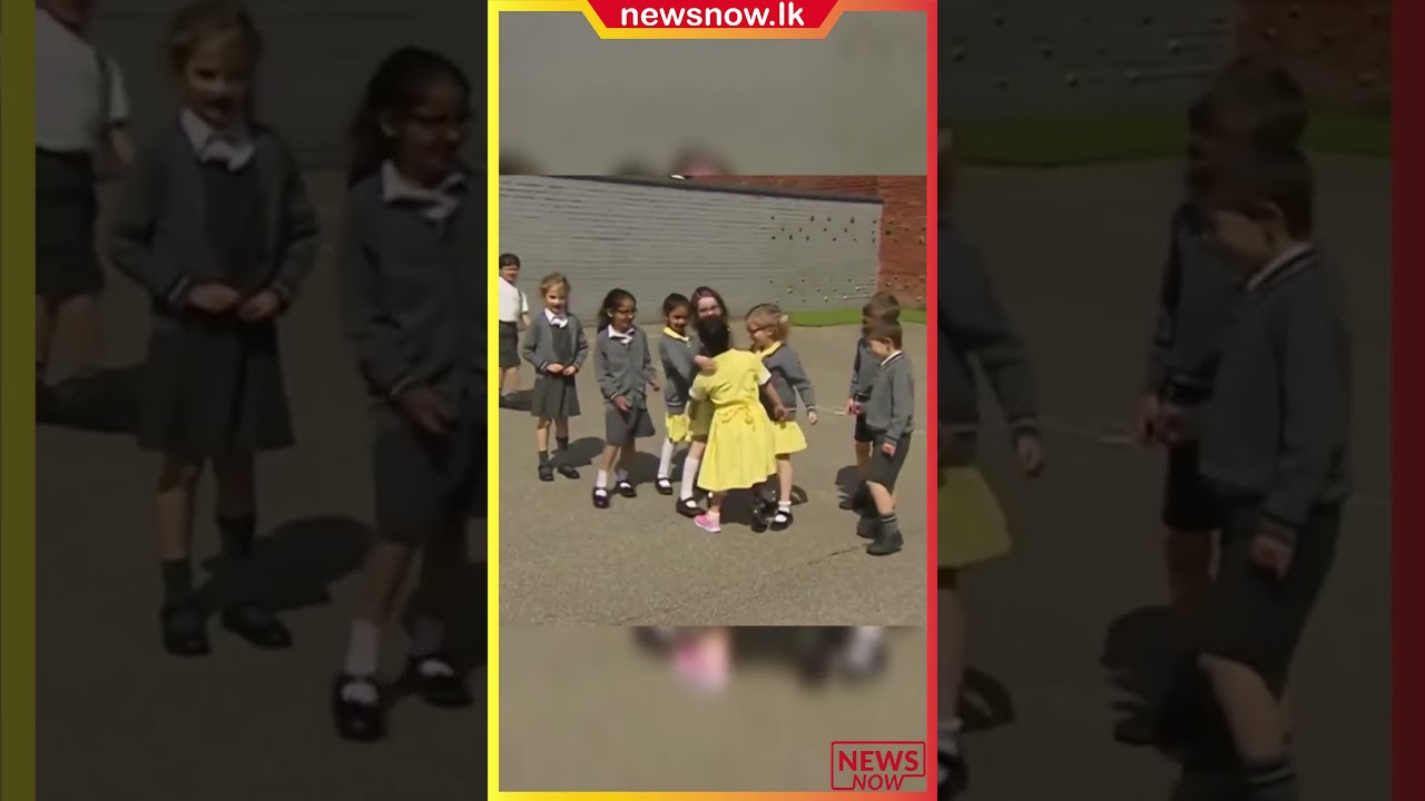 Little girl shows her prosthetic leg to her friends at school