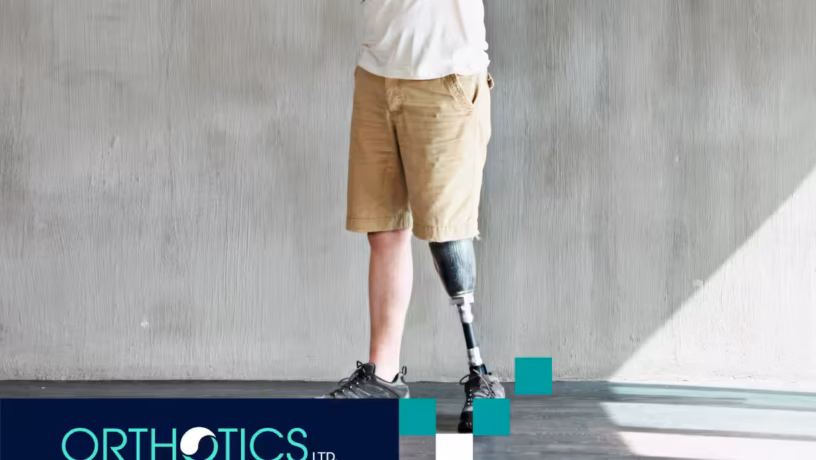 An amputee wearing prosthetics standing