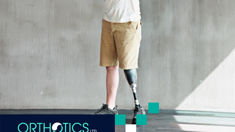 An amputee wearing prosthetics standing