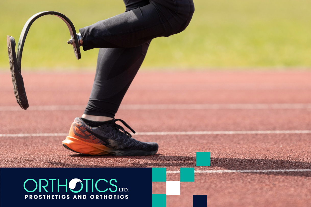 An athlete wearing prosthesis running in a track