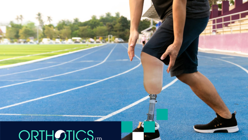 An athlete breaking in his new prosthetics