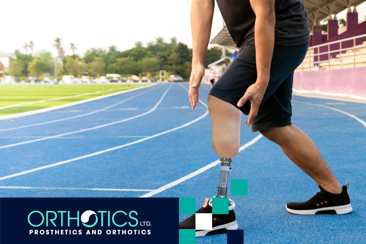 An athlete breaking in his new prosthetics