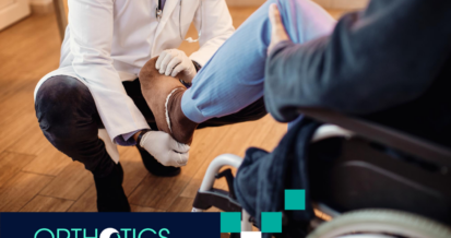 A prosthetist assisting a client during home prosthetic visit