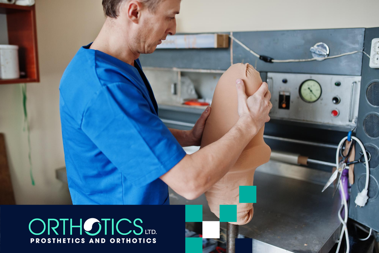A prosthetist repairing a prosthetic limb