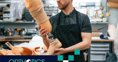 A prosthetist working on a prosthesis