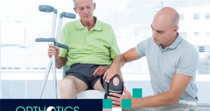 A senior talking to an orthotist