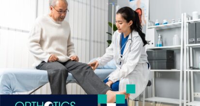 A senior being checked by an orthotist