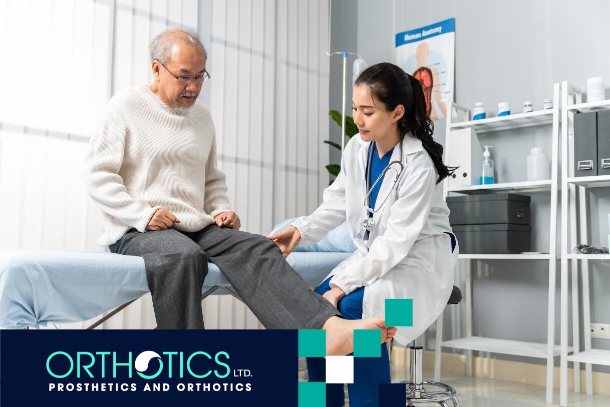 A senior being checked by an orthotist