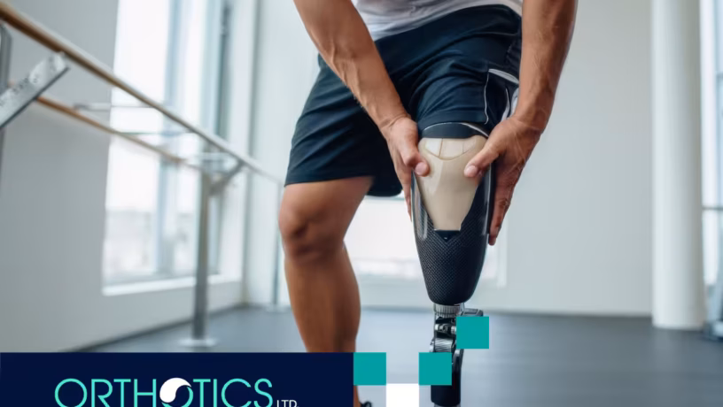 An amputee fitting a custom prosthetic