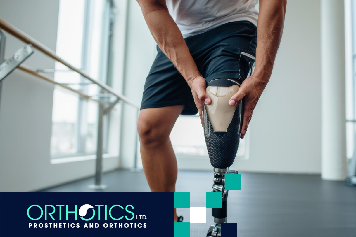 An amputee fitting a custom prosthetic