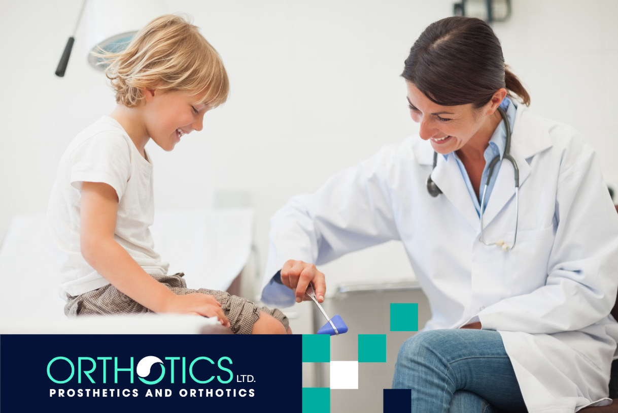 A child's leg being checked by a doctor