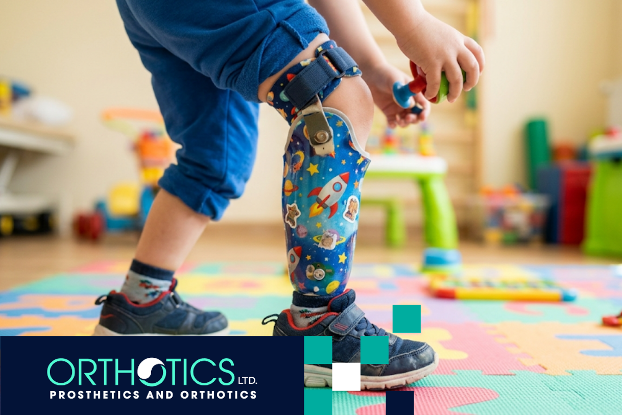 A kid wearing pediatric prosthetic