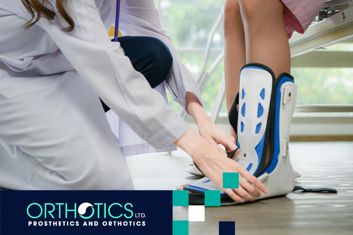 An orthotist checking a foot orthotic