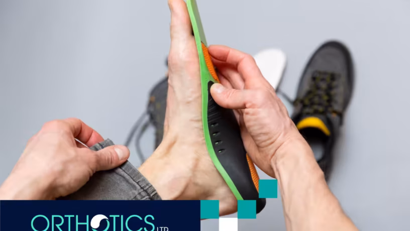 A man with Achilles Tendinitis trying out foot orthotics